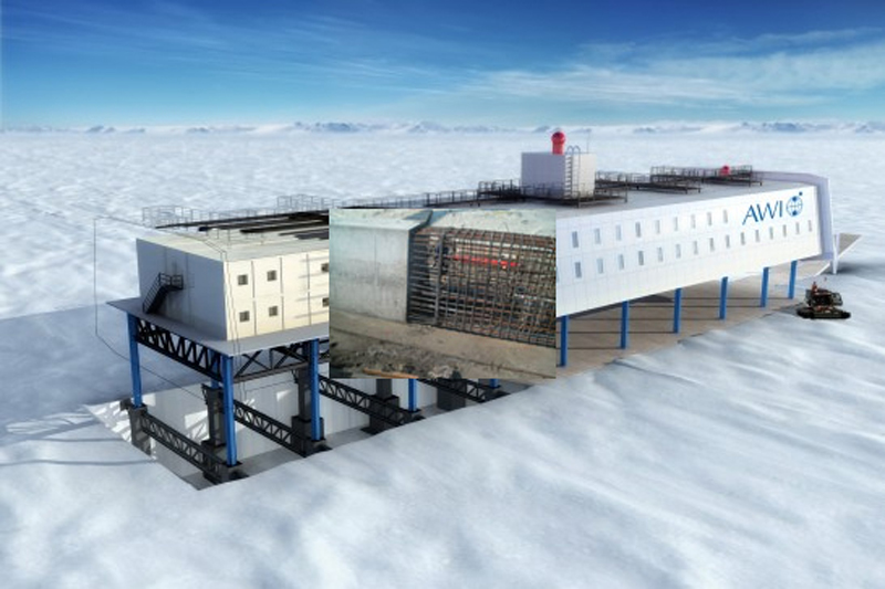 Neubau einer Antarktisstation Neumayer III für das Alfred-Wegener-Institut  für Polar- und Meeresforschung in Bremerhaven.